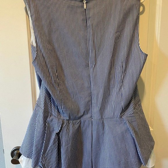 NWOT City Chic blue pinstripe tie peplum‎ top - Picture 2 of 2